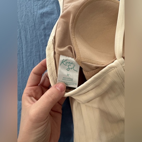 Kona Sol Cream Swimsuit One Piece with Criss-Cross Straps - Picture 4 of 4